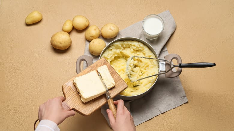 Cook adding butter before milk