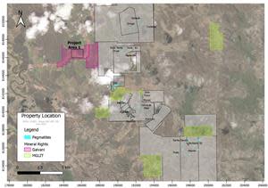 Location map showing the Galvani properties in relation to the Company’s claim holdings and the significant pegmatites of Sigma Lithium Resources and CBL.