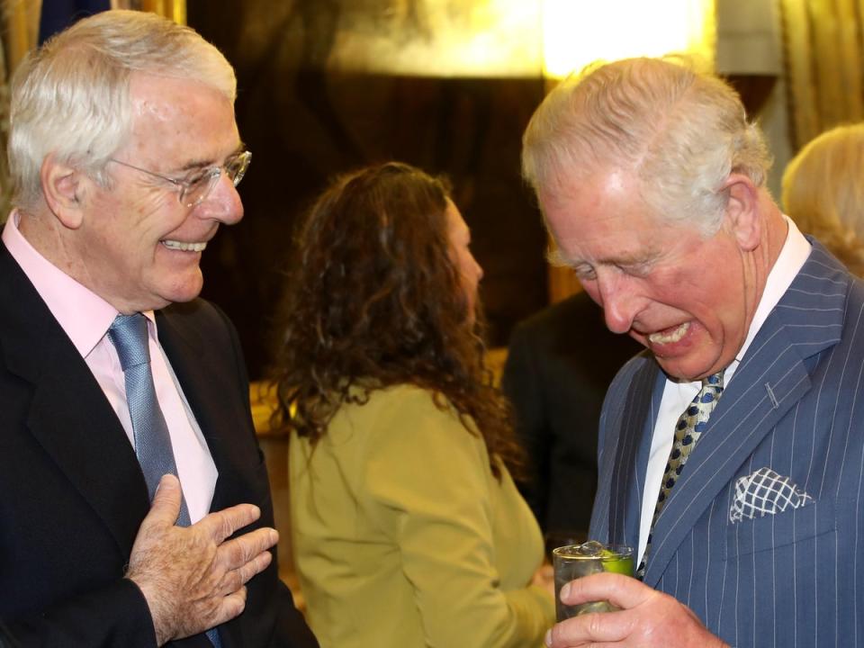 Sir John Major and the then-Prince Charles at the annual Commonwealth Day reception at Marlborough House in 2019 (Getty)