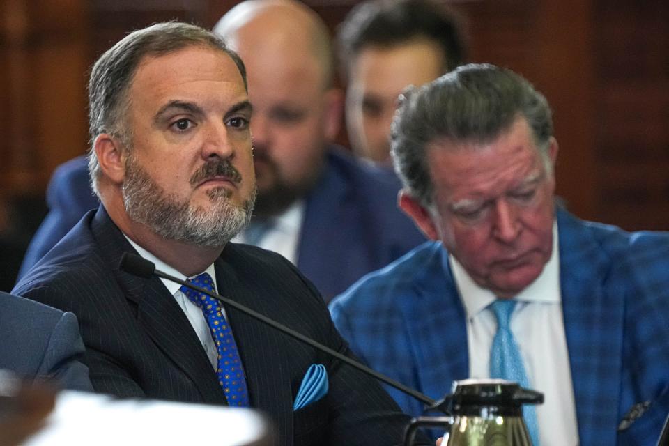 Mitch Little, attorney for Attorney General Ken Paxton, listens as votes are announced during Paxton's impeachment trial at the Capitol on Sept. 16. Little is the top recipient of the new PAC's donations.