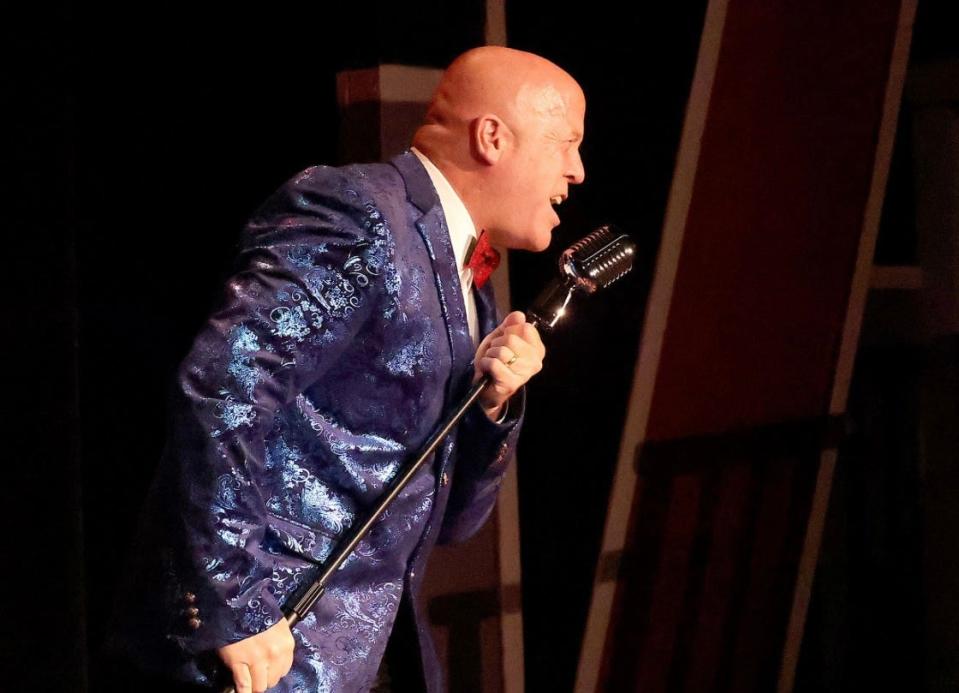 Randy Doyle belting out Frank Sinatra's "I've Gotta Be Me" during an Academy of Performing Arts performance March 24.