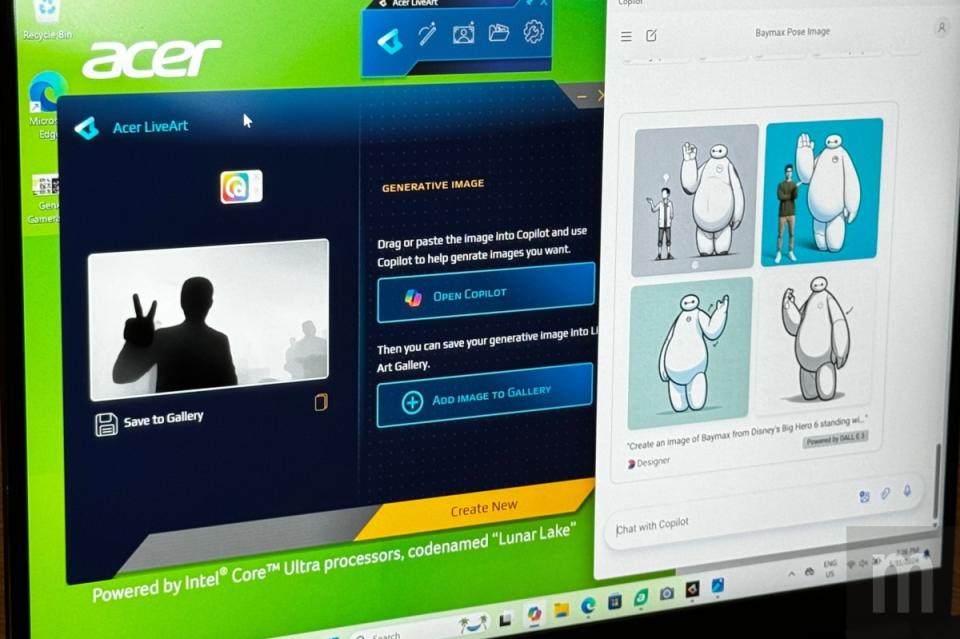 ▲名為Acer LiveArt功能則是可藉由視訊鏡頭拍攝個人動作畫面，並且透過指令描述產生與個人動作相同的影像