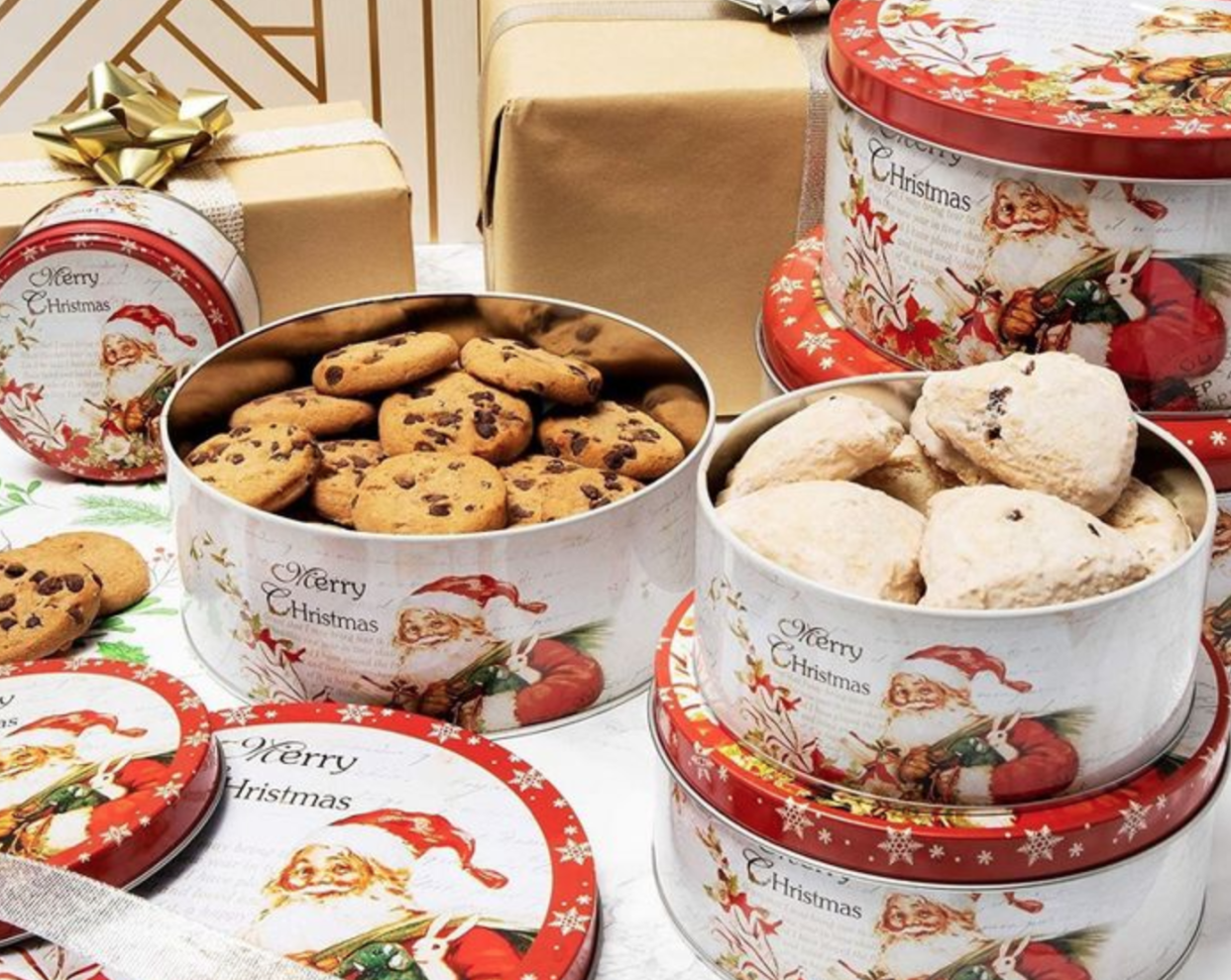 Juvale Christmas Cookie Tins