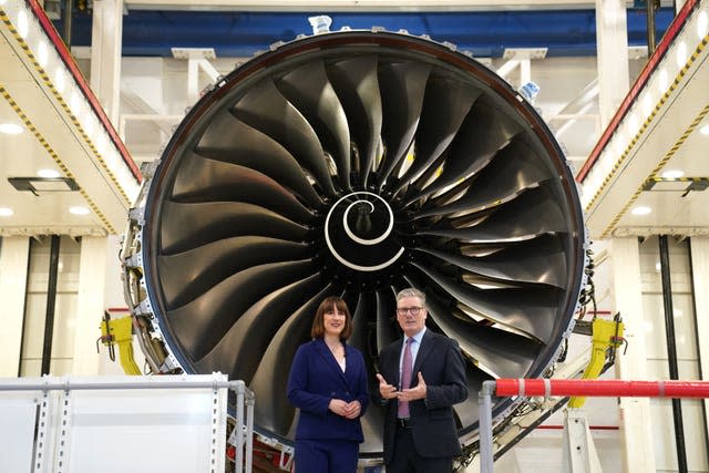 Labour Party leader Sir Keir Starmer and shadow chancellor Rachel Reeves during a visit to Rolls-Royce in Derby