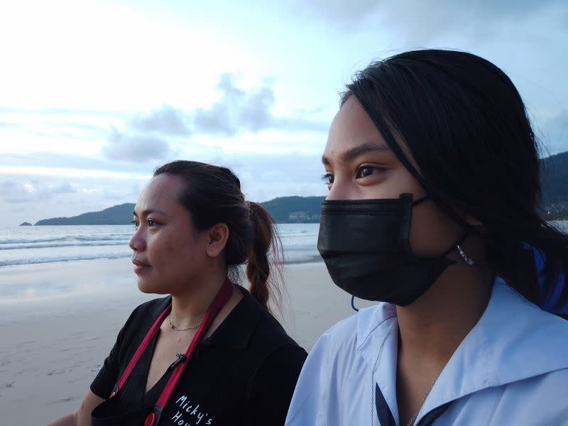 Pimonta sells food on the beach while waiting for the reopening of Phuket