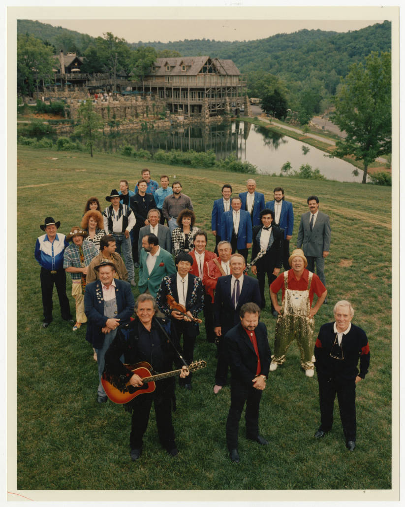 Branson, Missouri's biggest entertainers posed for photographer Bob Linder in front of Big Cedar Lodge before a press conference on the opening weekend of “entertainment season,” May 2, 1992.