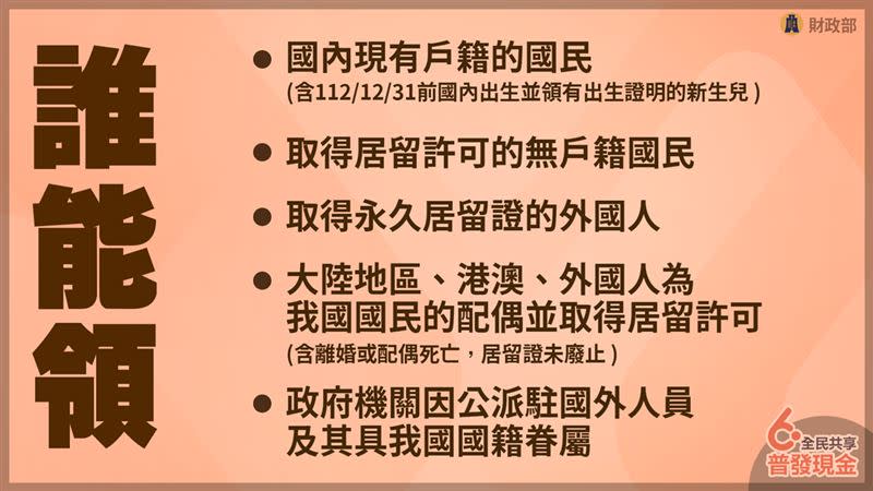 普發6000元「誰能領」、「如何領」、「常見問題」一次看。（圖／財政部提供）