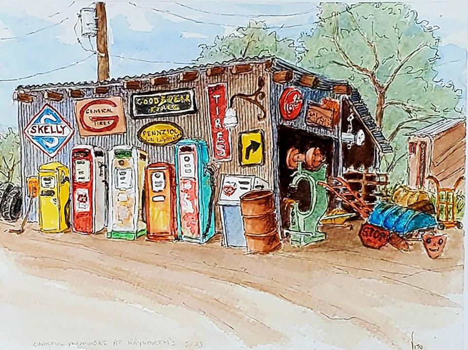 "Hayworth's Gas Pumps" by Teresa Vito