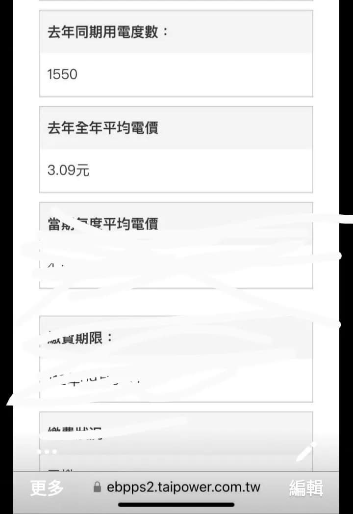 女子去年同期用電1550度，今年650度，電費大減也跟節電獎勵有關。翻攝自爆廢公社