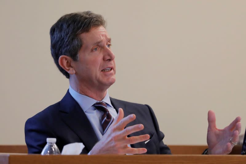 Alex Gorsky, chairman and CEO of Johnson & Johnson, takes the stand as a witness in New Jersey Supreme Court in New Brunswick, New Jersey