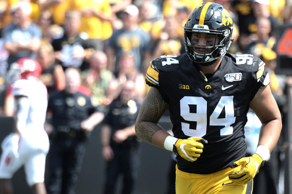 Iowa defensive end A.J. Epenesa has been much better than his statistics would indicate. (Getty Images)