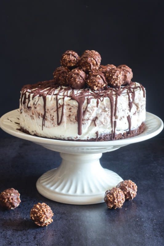 <p>An Italian In My Kitchen</p><p>An easy cake made with a chocolate wafer base, two types of no-churn ice cream, chocolates and a drizzle of melted chocolate to bring it all together.</p><p><strong>Get the recipe: <a href="https://anitalianinmykitchen.com/ice-cream-cake-recipe/" rel="nofollow noopener" target="_blank" data-ylk="slk:Ice Cream Cake;elm:context_link;itc:0;sec:content-canvas" class="link ">Ice Cream Cake</a></strong></p>