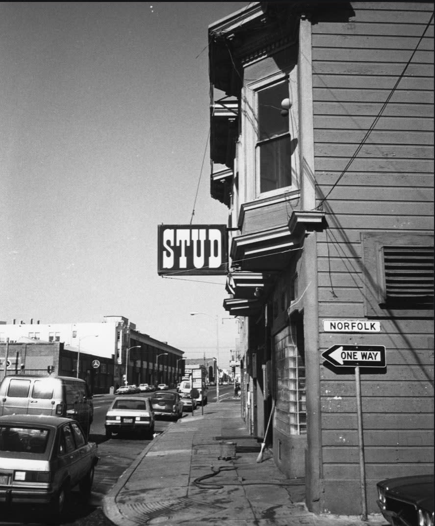 A photo of the Stud at its original location on Folsom Street, taken in the 1970s.