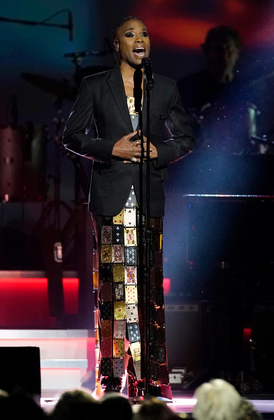 Billy Porter performs "Both Sides Now" at the 31st annual MusiCares Person of the Year benefit gala honoring Joni Mitchell on Friday, April 1, 2022, at the MGM Grand Conference Center in Las Vegas.