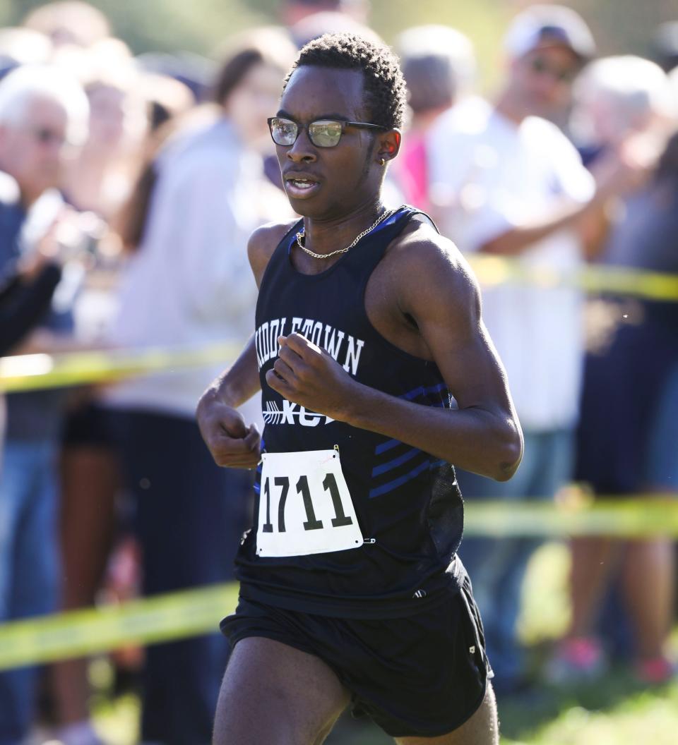 Jonathan Drew, shown here earlier this season, won the boys individual title and helped Middletown finish second as a team on Saturday at the New Castle County cross country meet at Winterthur.