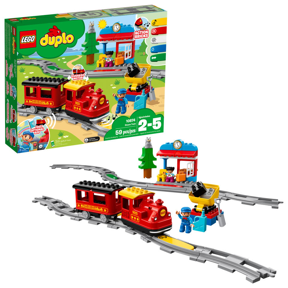 LEGO DUPLO Steam Train 10874 Remote-Control Building Blocks Set Helps Toddlers Learn, Great Educational Birthday Gift (59 Pieces)