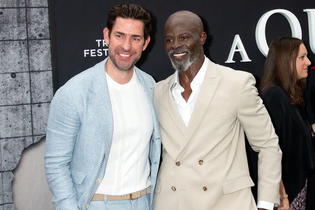 <p>Janet Mayer/SplashNews</p> John Krasinski Djimon Hounsou