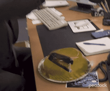 dwight's stapler in jello in the office