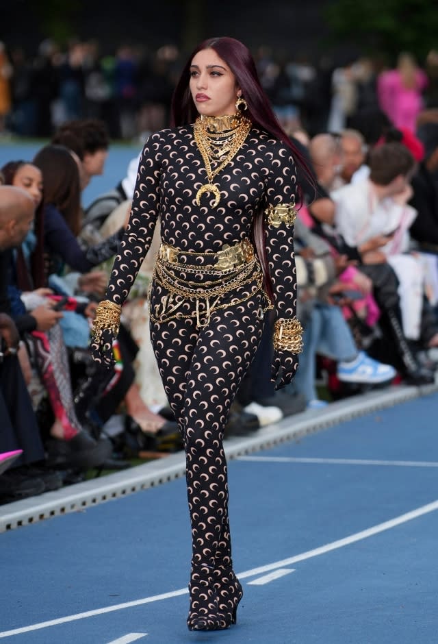 Lourdes Leon in a Marine Serre Catsuit on the Runway