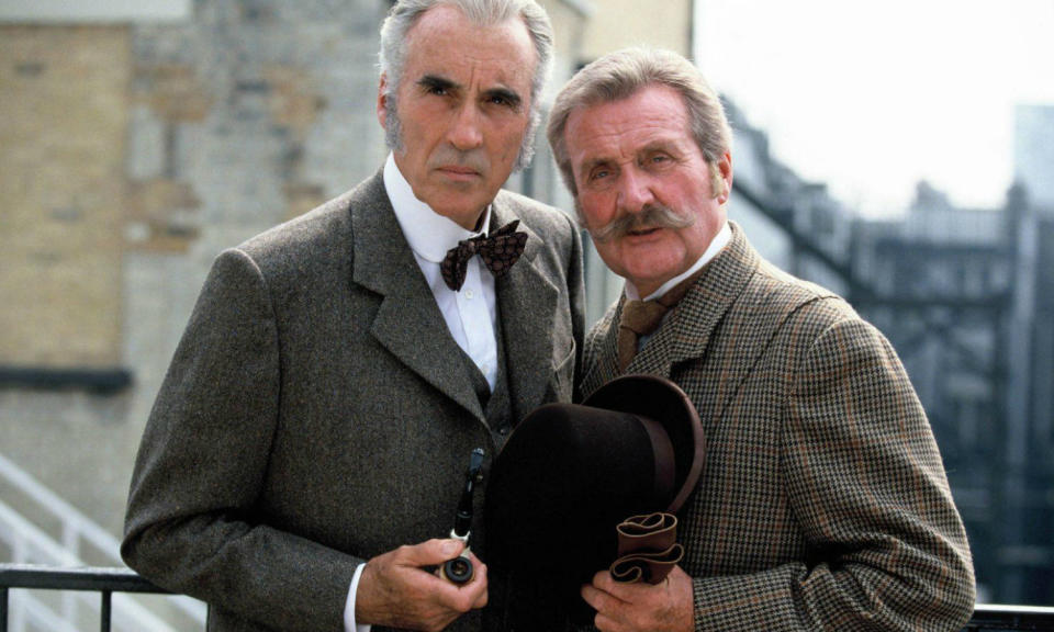 <p><span>Lee played Sir Henry Baskerville opposite Cushing’s Sherlock before getting to do the job himself in 1962’s <em>Sherlock Holmes and the Deadly Necklace</em> as well as TV movies S<em>herlock Holmes and the Leading Lady</em> (1991) and <em>Incident at Victoria Falls</em> (1992).</span> </p>