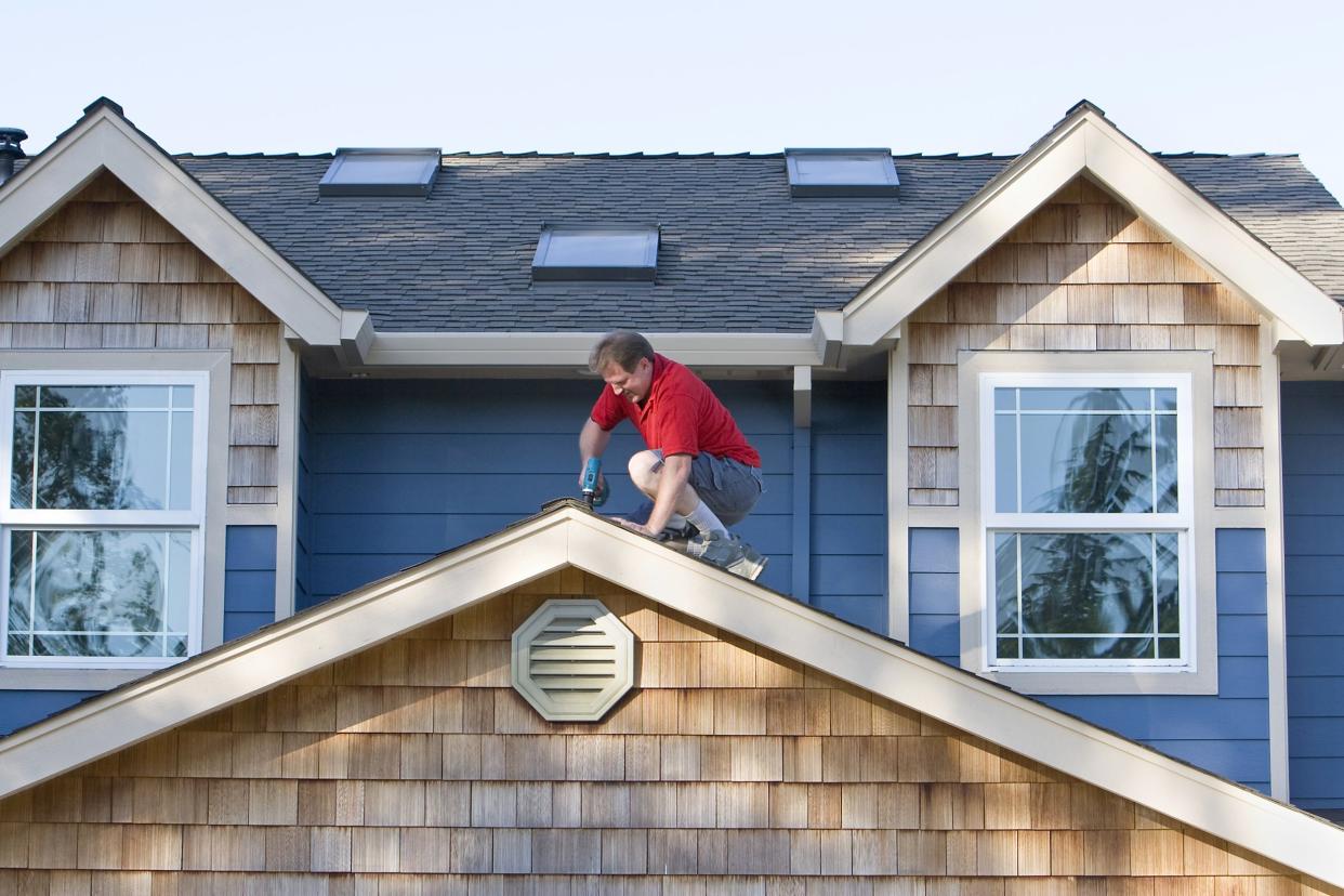 Man working on a roof