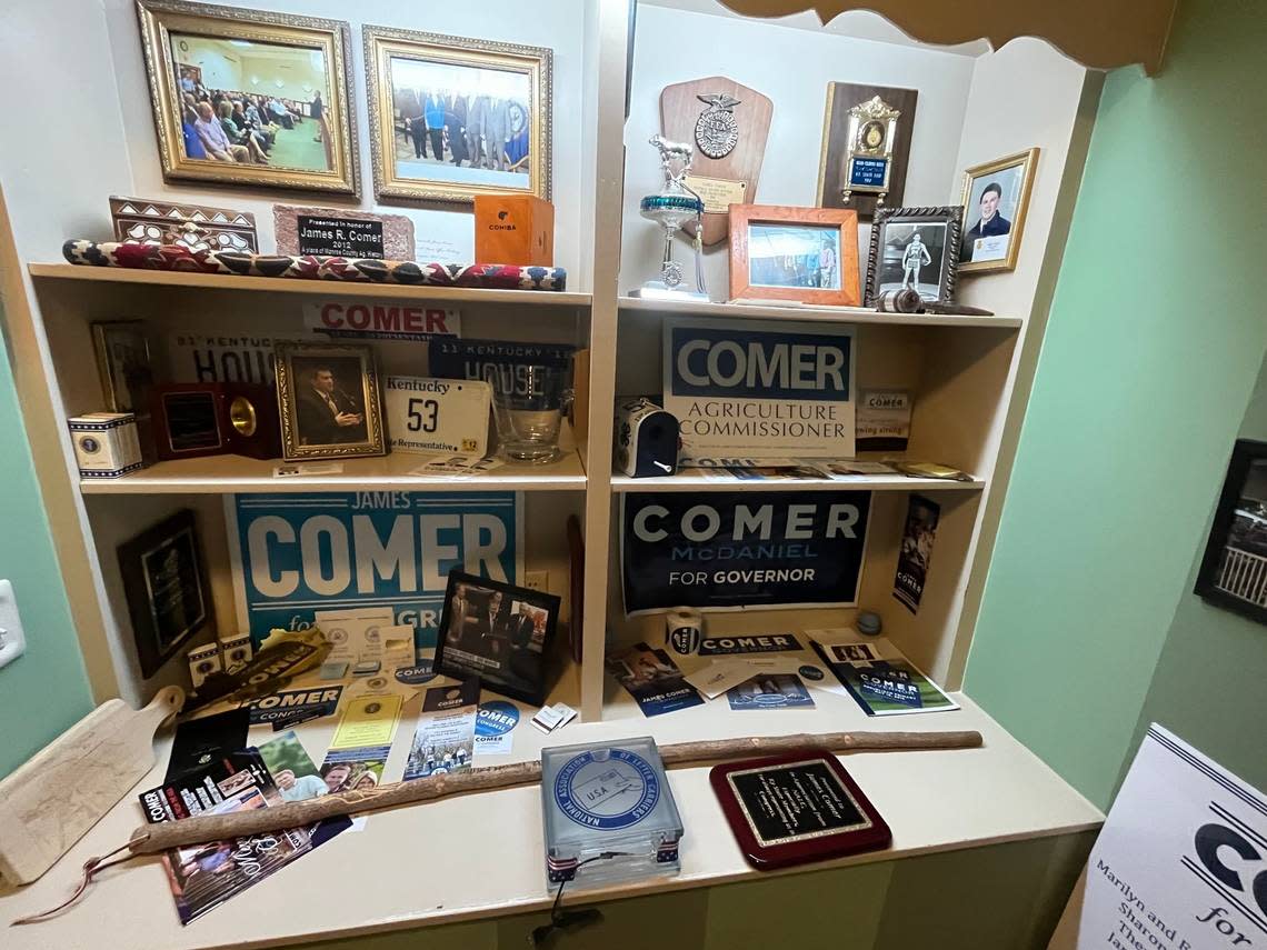 James Comer keeps a room full of memorabilia from campaigns and political events in his Tompkinsville home.