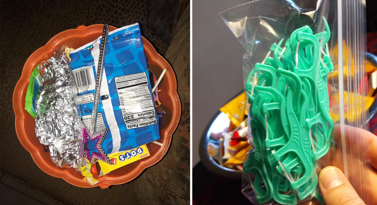 Halloween trick-or-treaters received some surprising items. [Photo: Twitter]