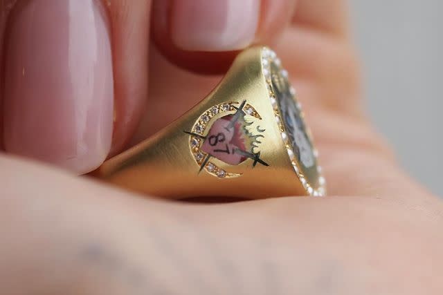 <p>Cece Jewellery/Instagram</p> Travis Kelce's number on the ring