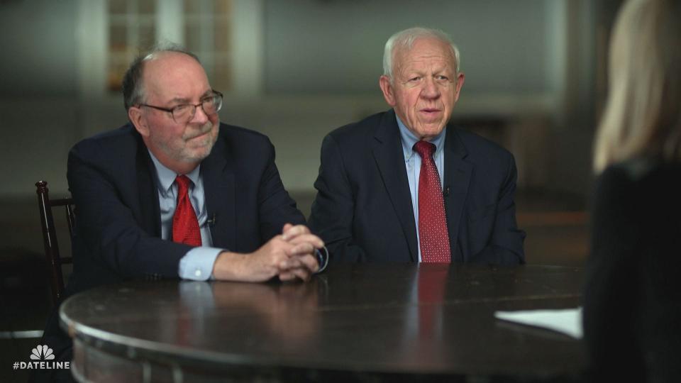 Local defense lawyers William Easton, left, and Michael Wolford, represented James Krauseneck Jr. in the 1982 ax murder killing of his wife.