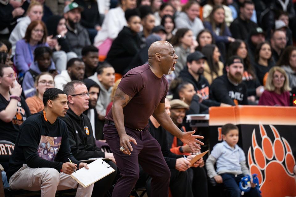 North boys' basketball coach Al Pettway during Friday night's game against St. John's.