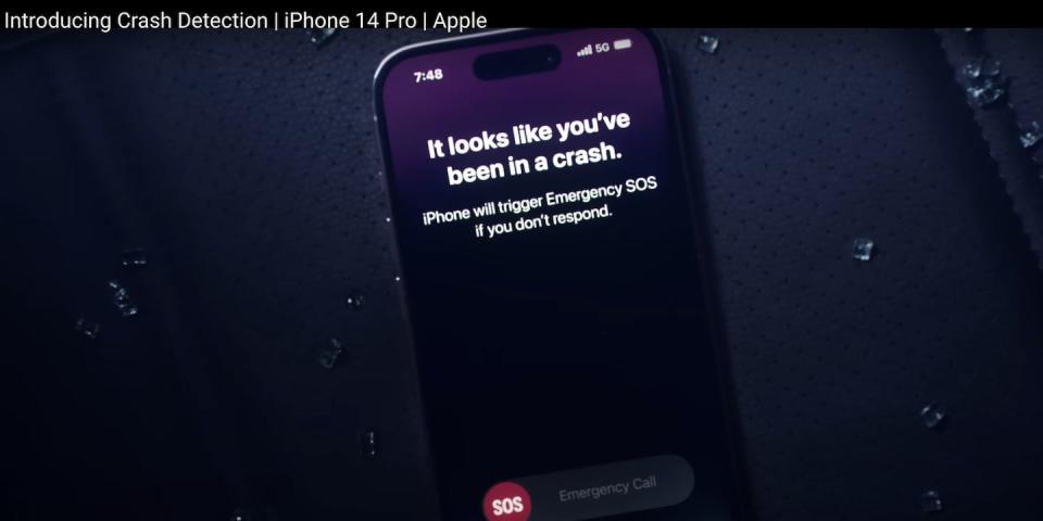 Apple ad for iPhone 14 crash detection.