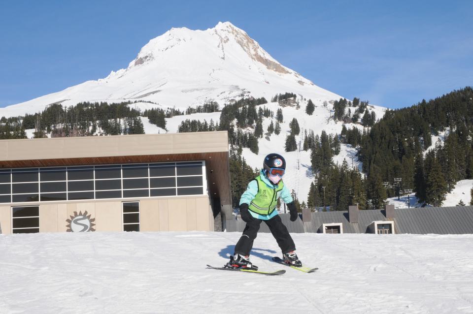Younger kids learn to ski at Mount Hood Meadows' ski school.