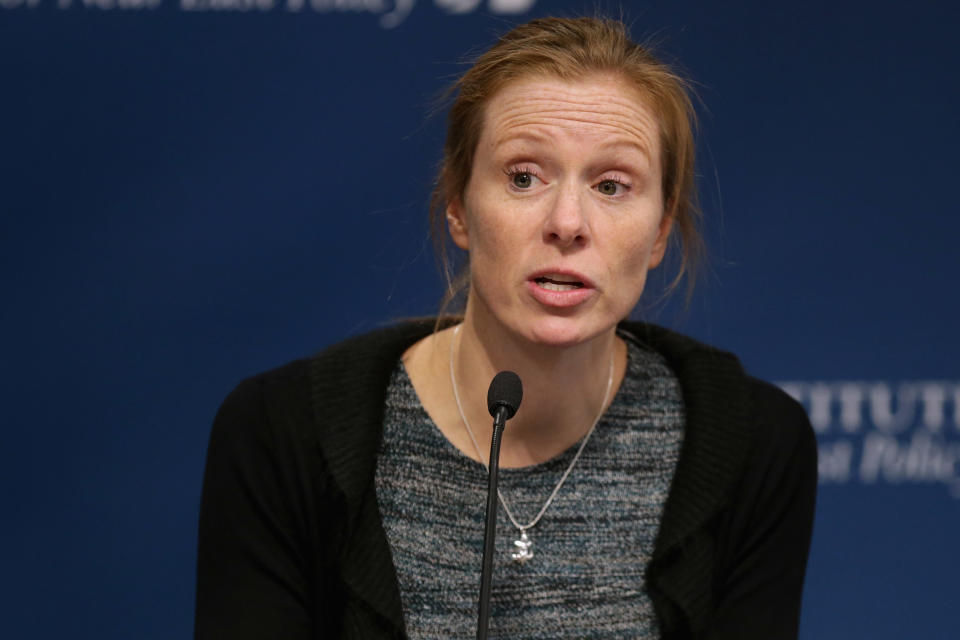 WASHINGTON, DC - FEBRUARY 26:  Facebook Head of Policy Managment Monika Bickert participates in a discussion and question-and-answer session about 'Internet Security and Privacy in the Age of Islamic State' at the Washington Institute for Near East Policy February 26, 2016 in Washington, DC. A former U.S. attorney at the Justice Department, Bickert began work at Facebook in 2012 as lead security counsel, advising the company on matters including child safety and data security.  (Photo by Chip Somodevilla/Getty Images)