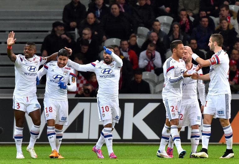 Lyon, pictured here during their 2-1 loss to Lille on February 28, 2015, will be tested again when they travel to in-form Montpellier