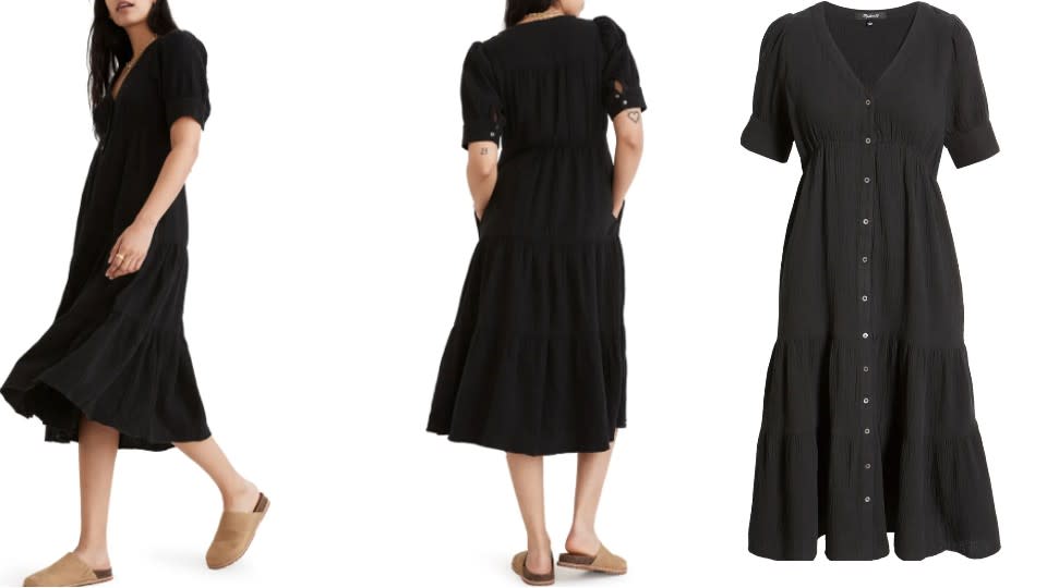 Madewell Lightspun Button Front Tiered Midi Dress - Nordstrom, $96 (originally $128)