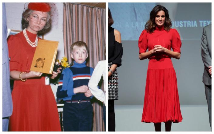 Queen Letizia wears a red dress first seen on her Queen Sofia in 1980 - Getty Images