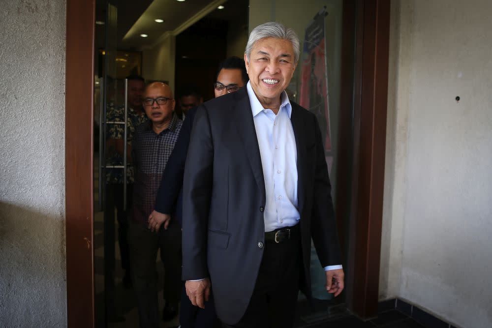 Datuk Seri Ahmad Zahid Hamidi is pictured at the Kuala Lumpur High Court February 20, 2020. — Picture by Yusof Mat Isa