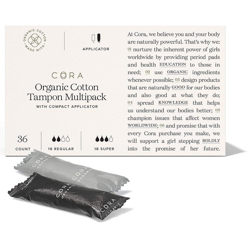 7) Cora Organic Cotton Tampons Variety Pack (36-Count)