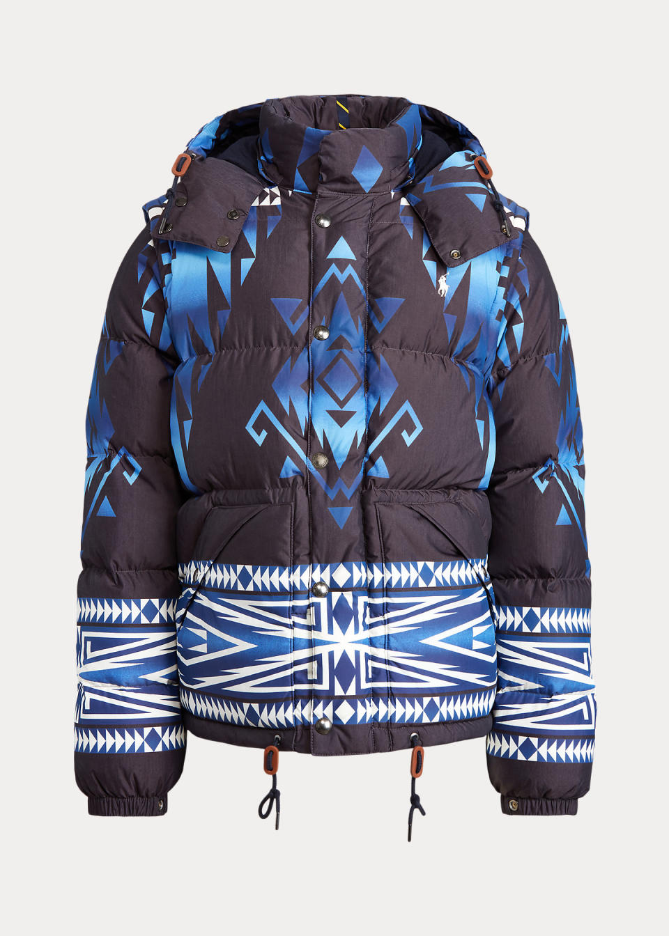 Blue and Black motif hooded convertible jacket
