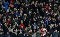 Britain Football Soccer - Sunderland v Leicester City - Premier League - The Stadium of Light - 3/12/16 Sunderland's Jermain Defoe celebrates scoring their second goal Reuters / Russell Cheyne Livepic