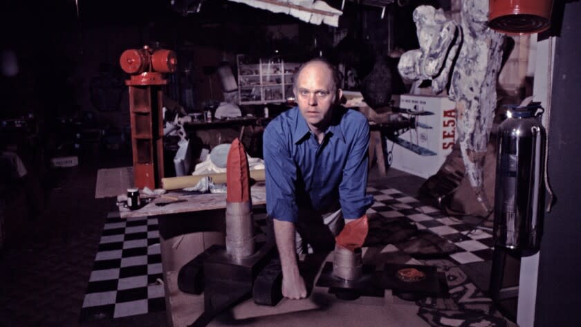 Swedish-born American sculptor Claes Oldenburg in his studio, 1969.