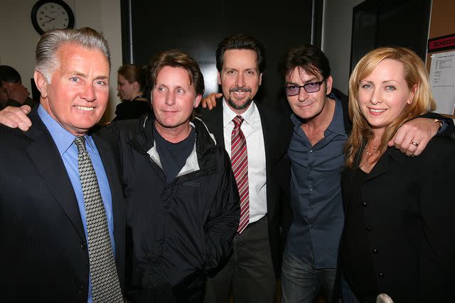 Ryan Miller/Getty Martin Sheen poses with his family Emilio Estevez, Ramon Estevez, Charlie Sheen and Renee Estevez backstage after the opening night performance of "The Subject Was Roses" in February 2010.