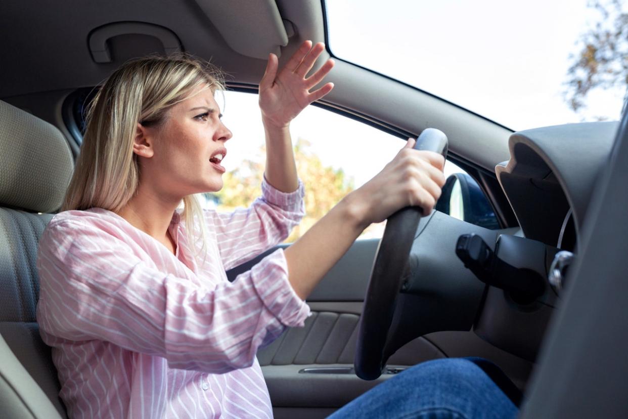 Angry woman driving