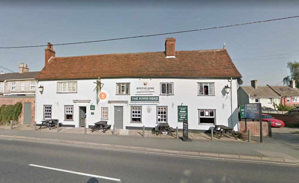 The cousins were celebrating April Charlesworth's birthday at the Kings Head pub in Great Cornard, Suffolk. (Google Maps) 