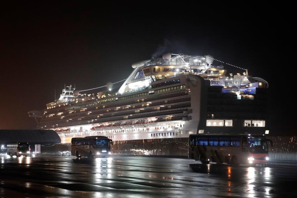 Several dozen Americans are among the 355 people who have become infected with the coronavirus while on the Diamond Princess cruise ship in Japan. (ASSOCIATED PRESS)