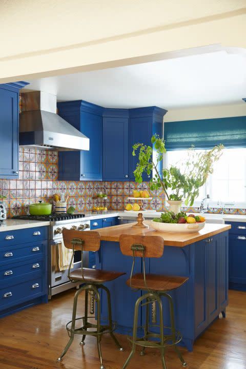 blue kitchen cabinets