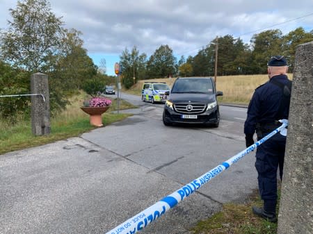 A motorcade carrying North Korean delegation heads for Villa Elfvik on the island of Lidingo off Stockholm