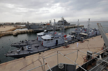 Boats that were repaired in Italy are seen after they were handed over to the Libyan navy at Tripoli naval base, Libya, May 15, 2017. REUTERS/Ismail Zitouny