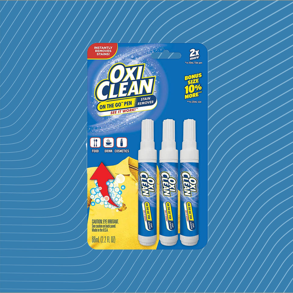 OxiClean stain pen over blue background