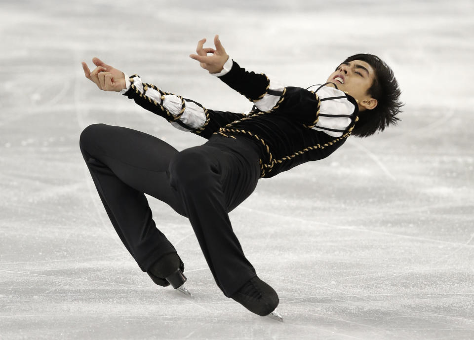 Michael Christian Martinez of the Philippines competes in the men's short program figure skating competition at the Iceberg Skating Palace during the 2014 Winter Olympics, Thursday, Feb. 13, 2014, in Sochi, Russia. (AP Photo/Darron Cummings)